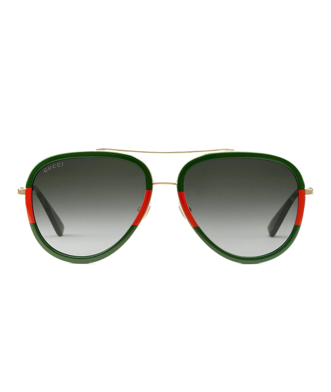 GUCCI Золотые металлические солнцезащитные очки, фото 2