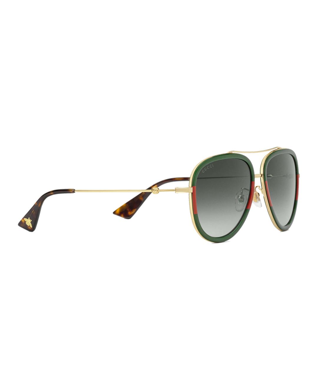 GUCCI Золотые металлические солнцезащитные очки, фото 3