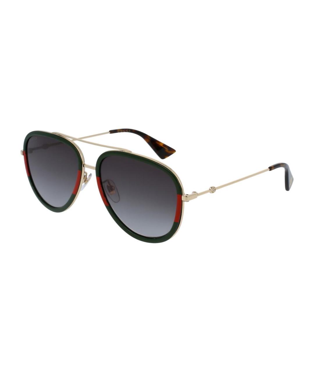 GUCCI Золотые металлические солнцезащитные очки, фото 1
