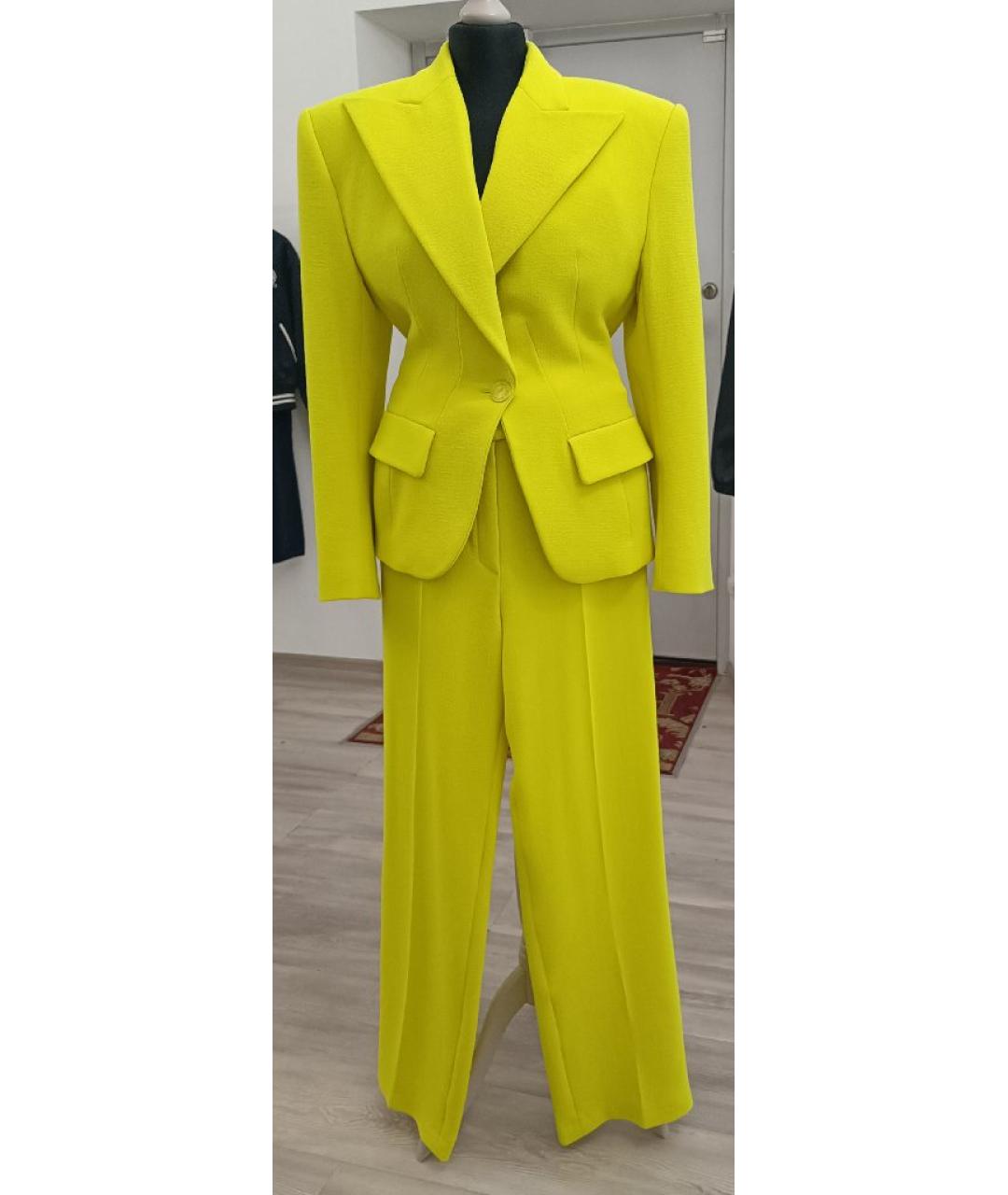 ALEXANDRE VAUTHIER Желтый шерстяной костюм с брюками, фото 7