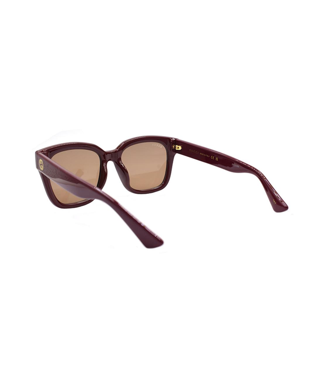 GUCCI Бордовые пластиковые солнцезащитные очки, фото 3