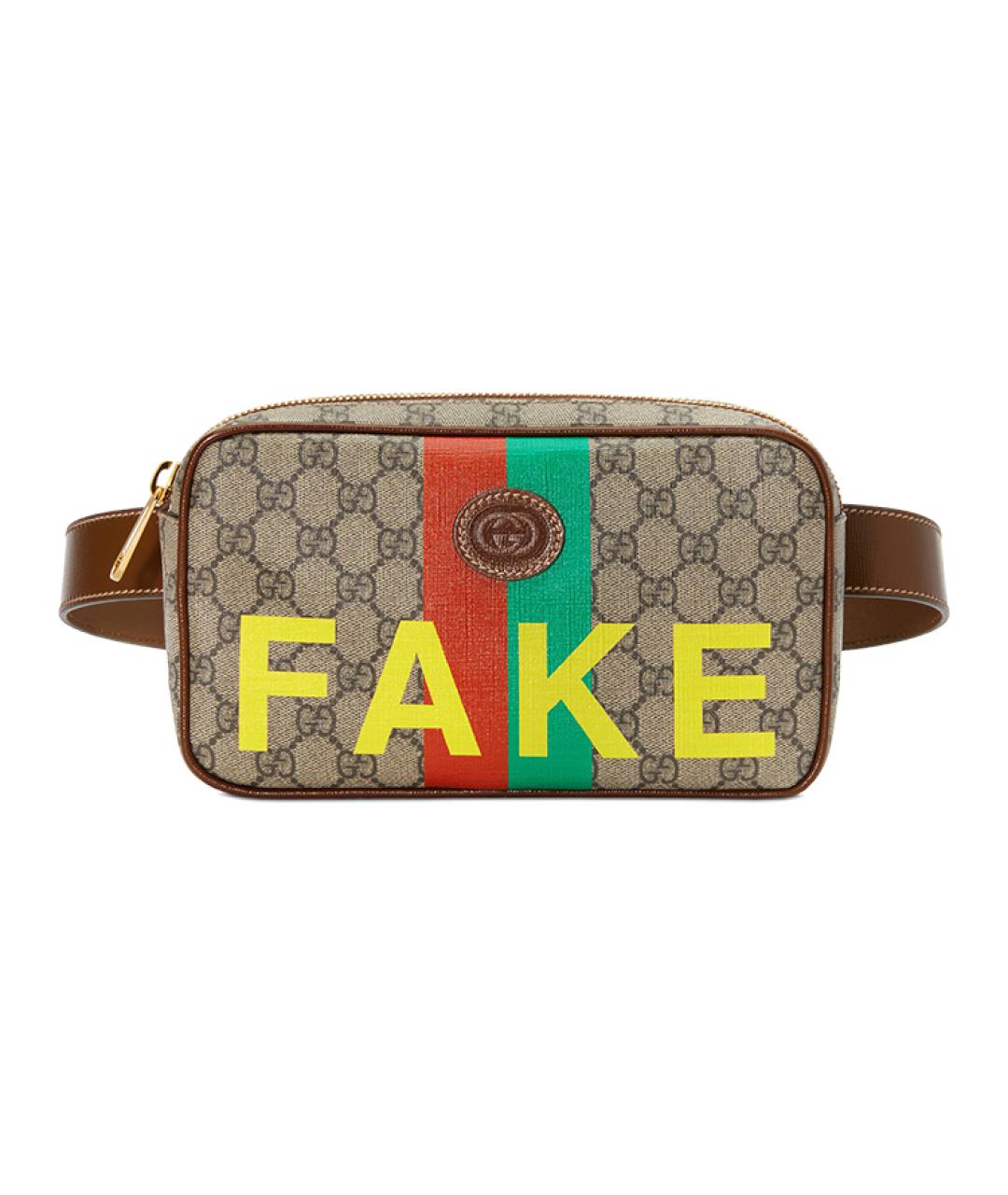 GUCCI Коричневая хлопковая поясная сумка, фото 1