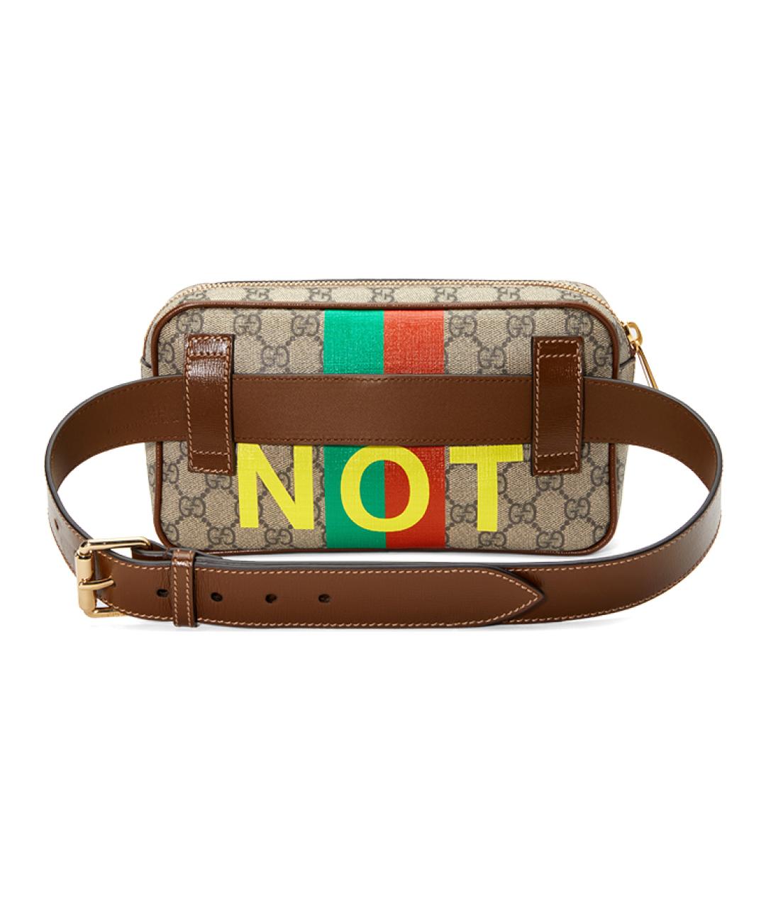 GUCCI Коричневая хлопковая поясная сумка, фото 6