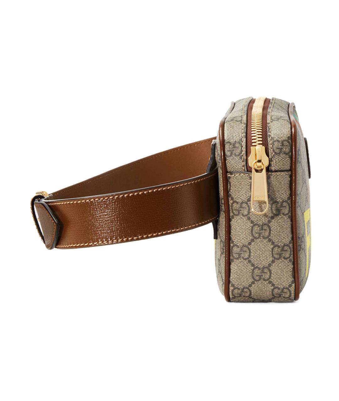GUCCI Коричневая хлопковая поясная сумка, фото 4