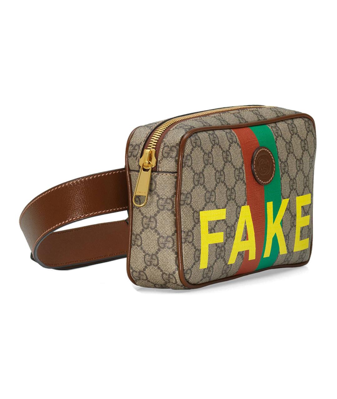 GUCCI Коричневая хлопковая поясная сумка, фото 2