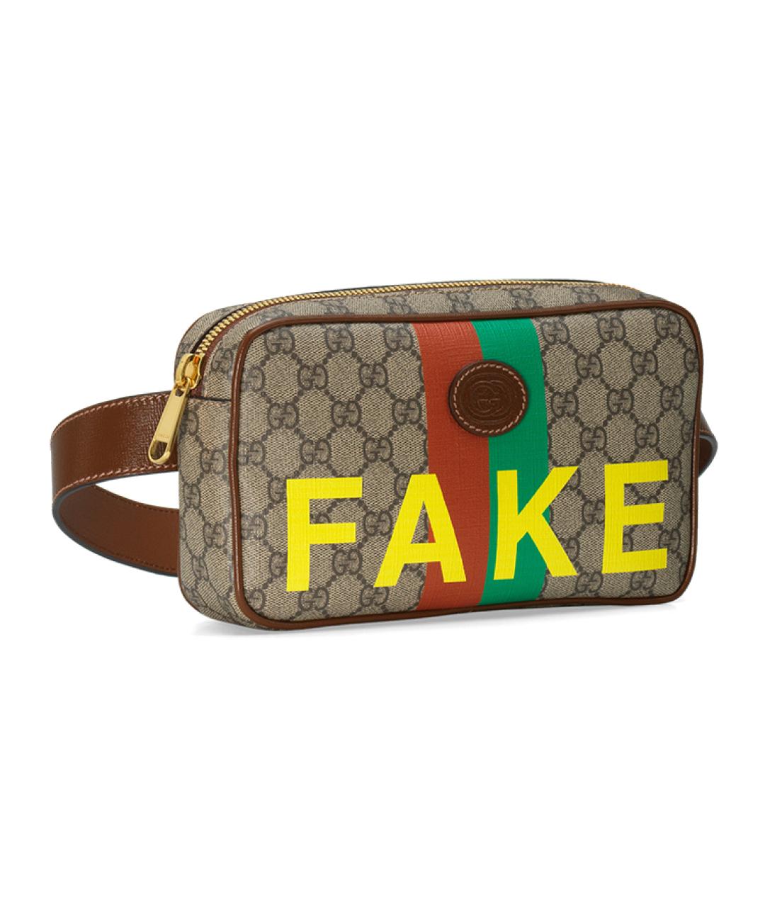 GUCCI Коричневая хлопковая поясная сумка, фото 3