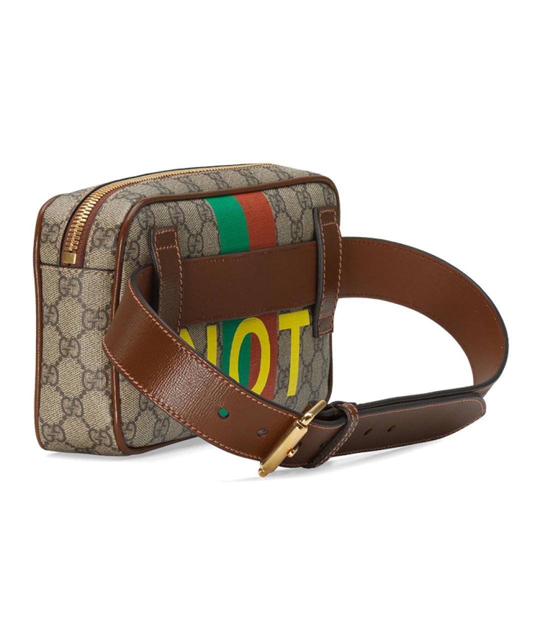 GUCCI Коричневая хлопковая поясная сумка, фото 7