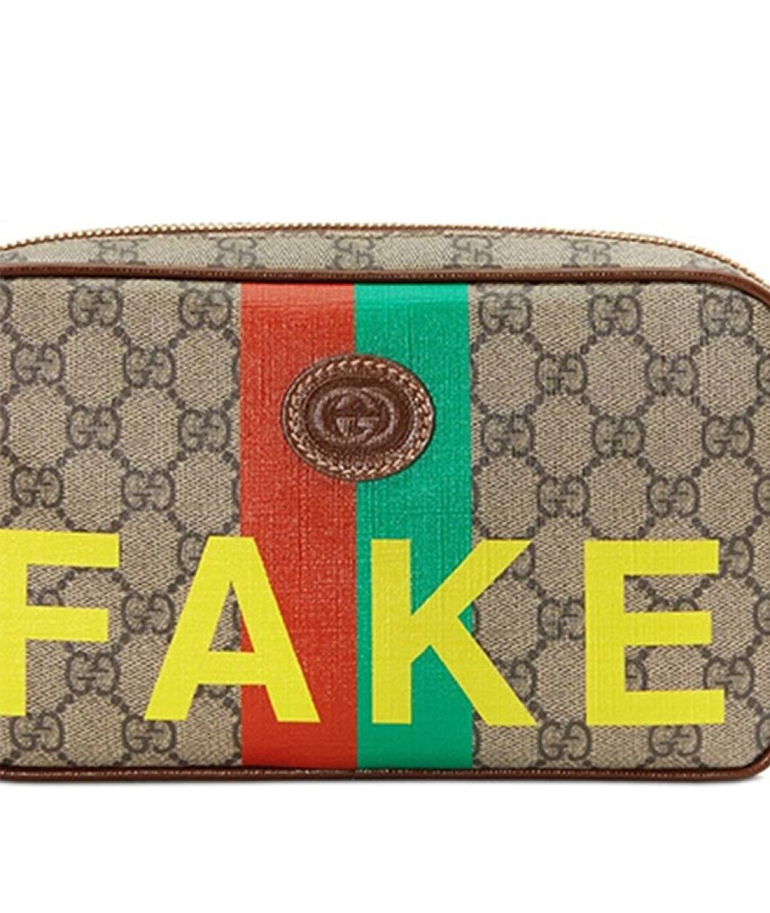 GUCCI Коричневая хлопковая поясная сумка, фото 9