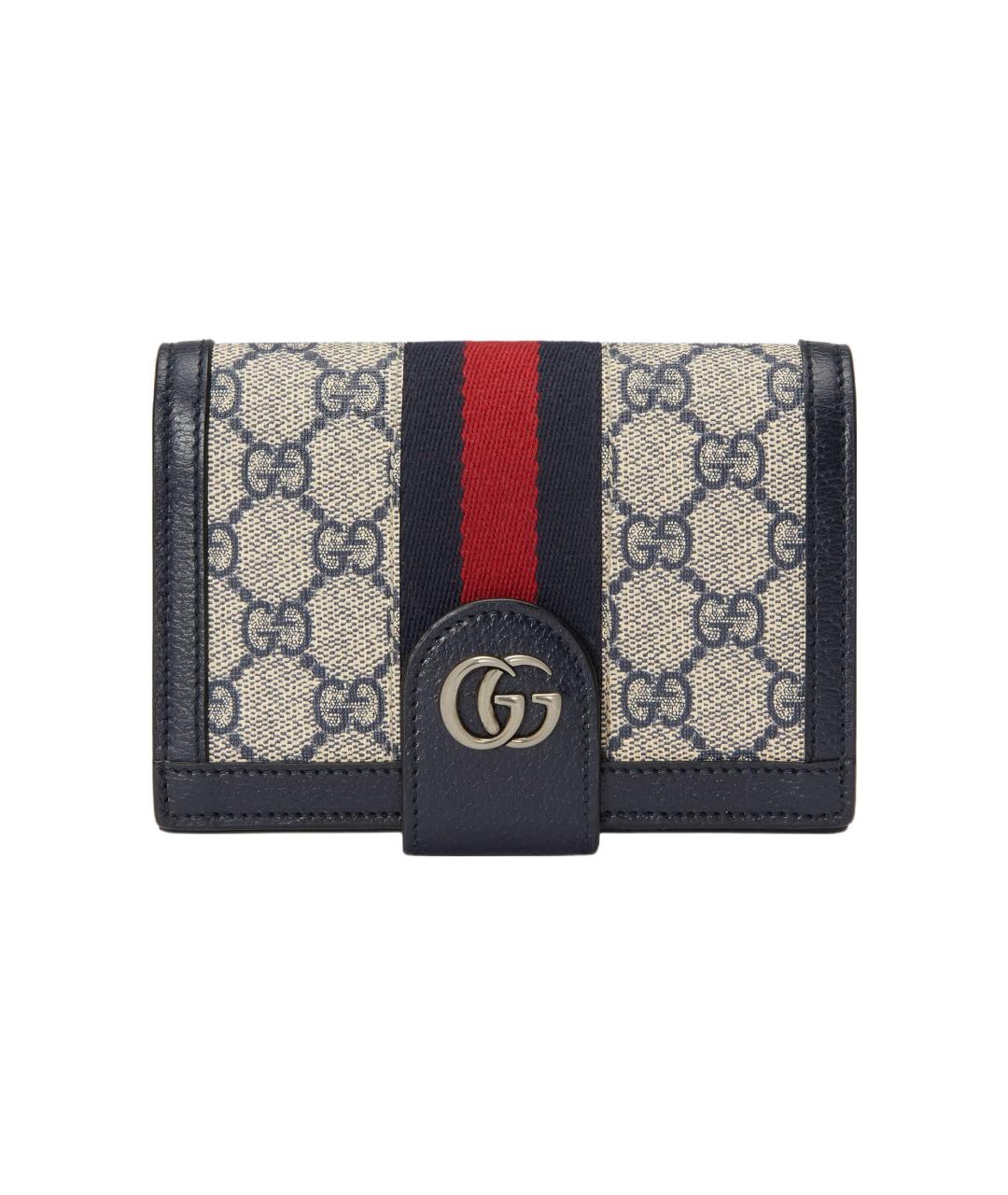 GUCCI Темно-синий кожаный кардхолдер, фото 1