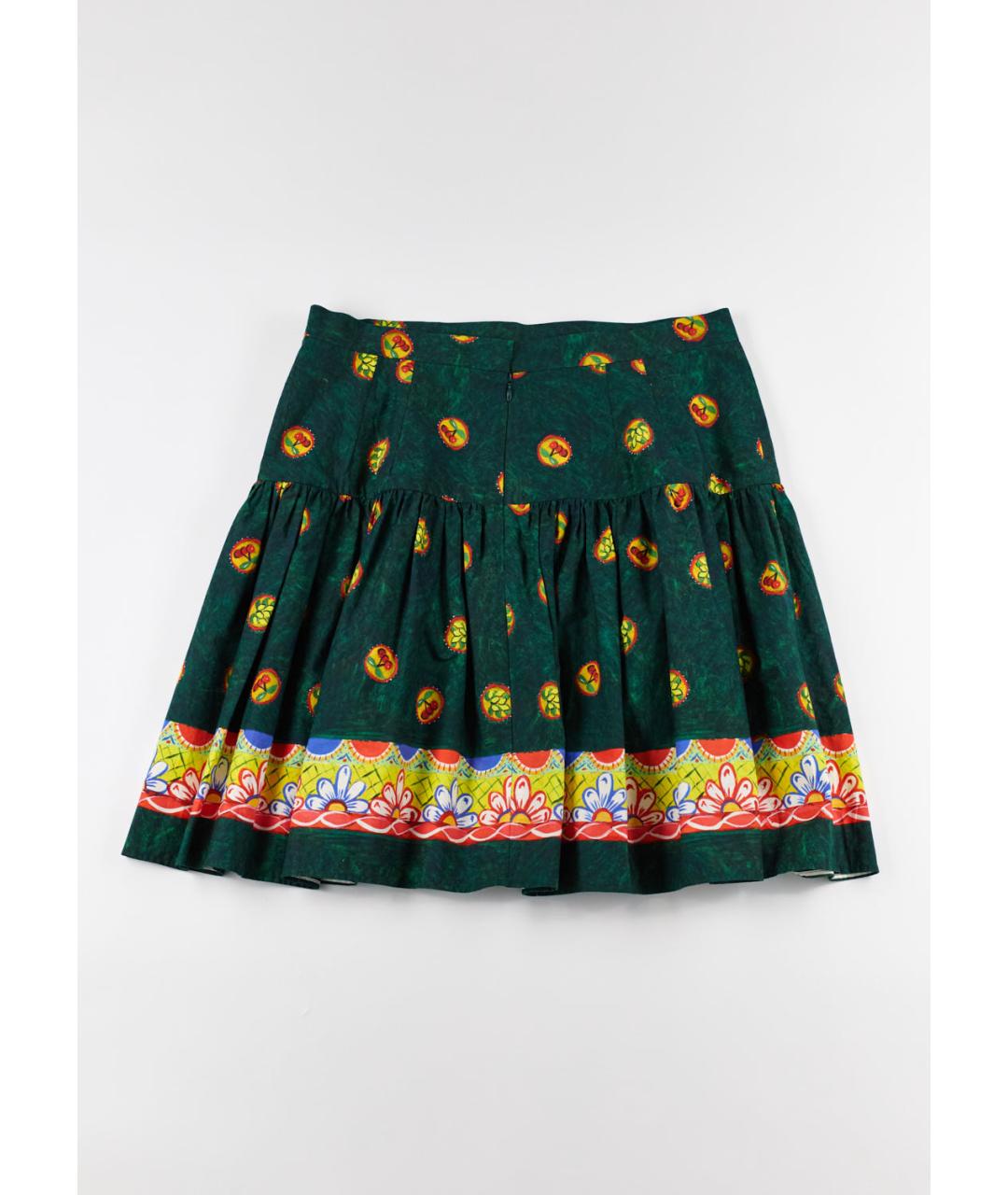 DOLCE&GABBANA Зеленая хлопковая юбка мини, фото 2