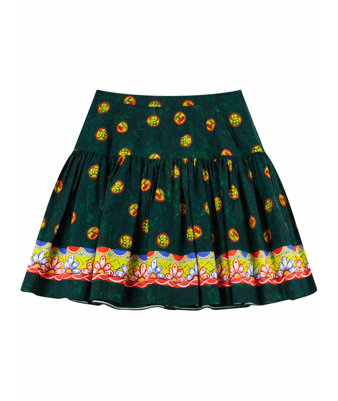 DOLCE&GABBANA Зеленая хлопковая юбка мини, фото 1