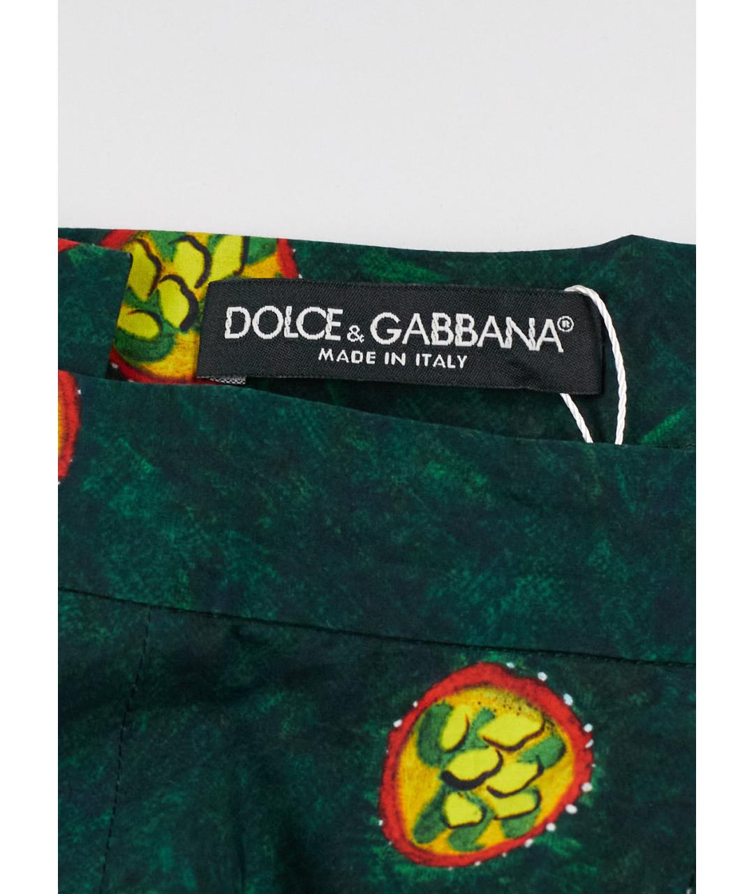 DOLCE&GABBANA Зеленая хлопковая юбка мини, фото 3