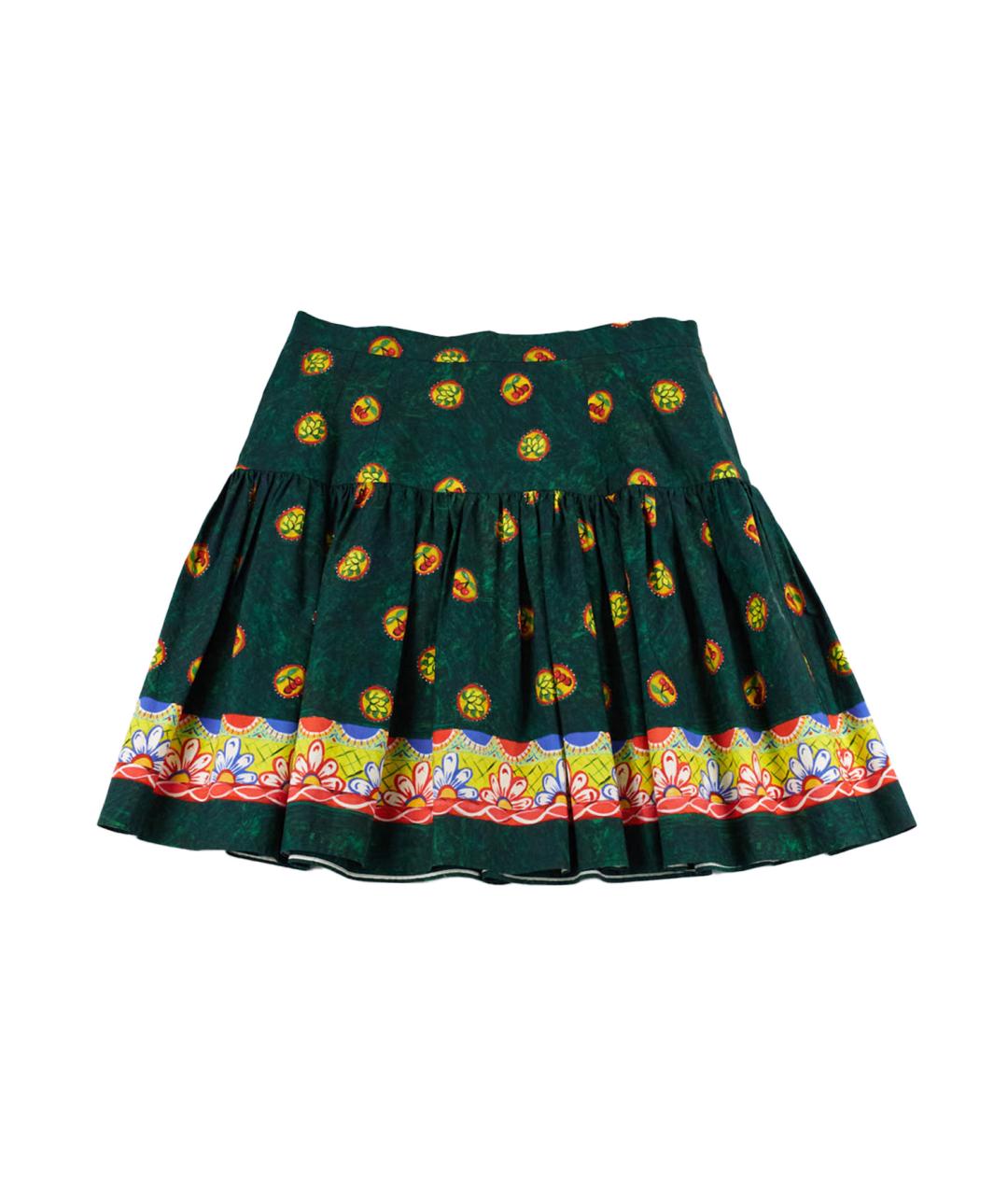 DOLCE&GABBANA Зеленая хлопковая юбка мини, фото 6