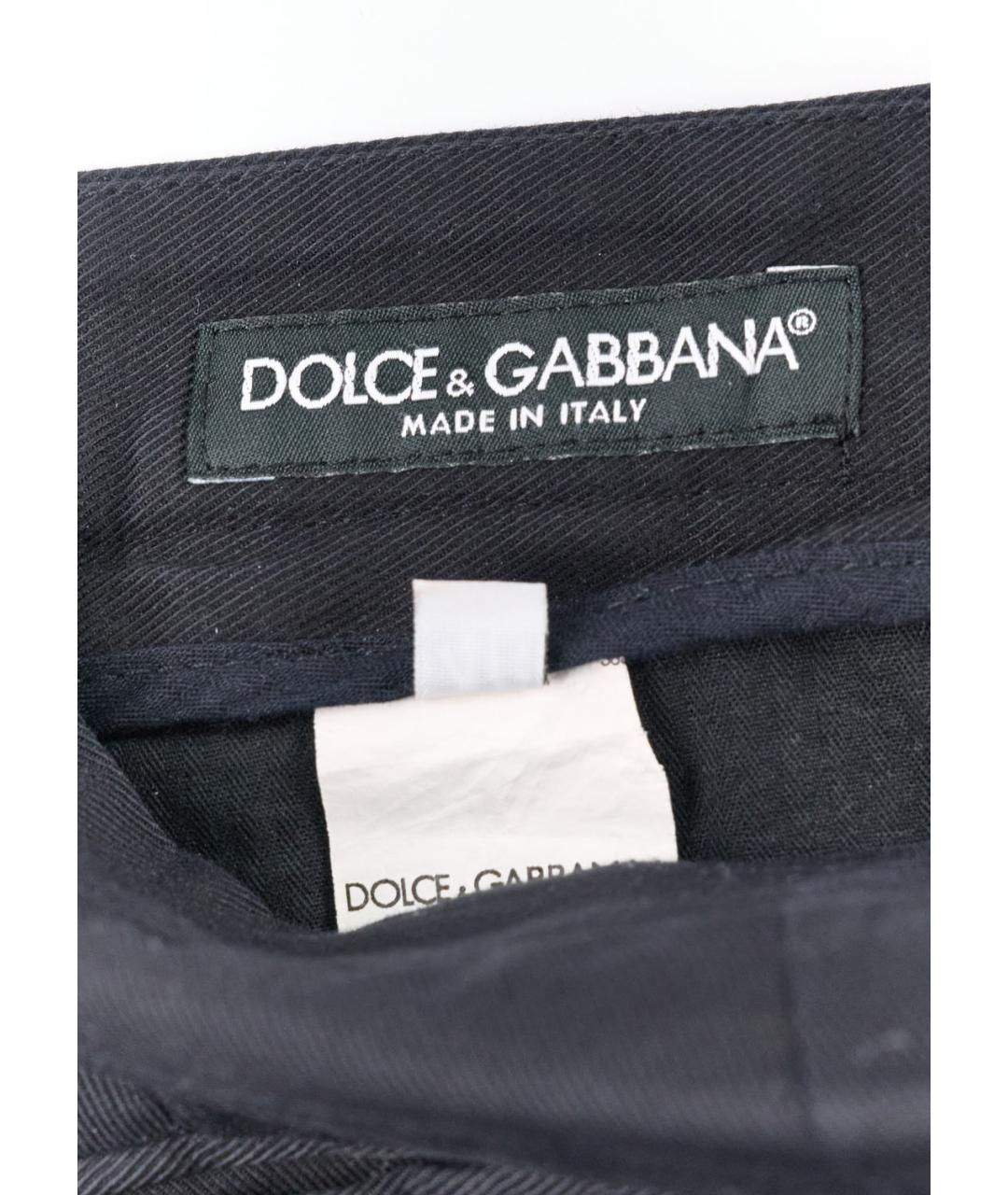 DOLCE&GABBANA Черные хлопковые классические брюки, фото 3