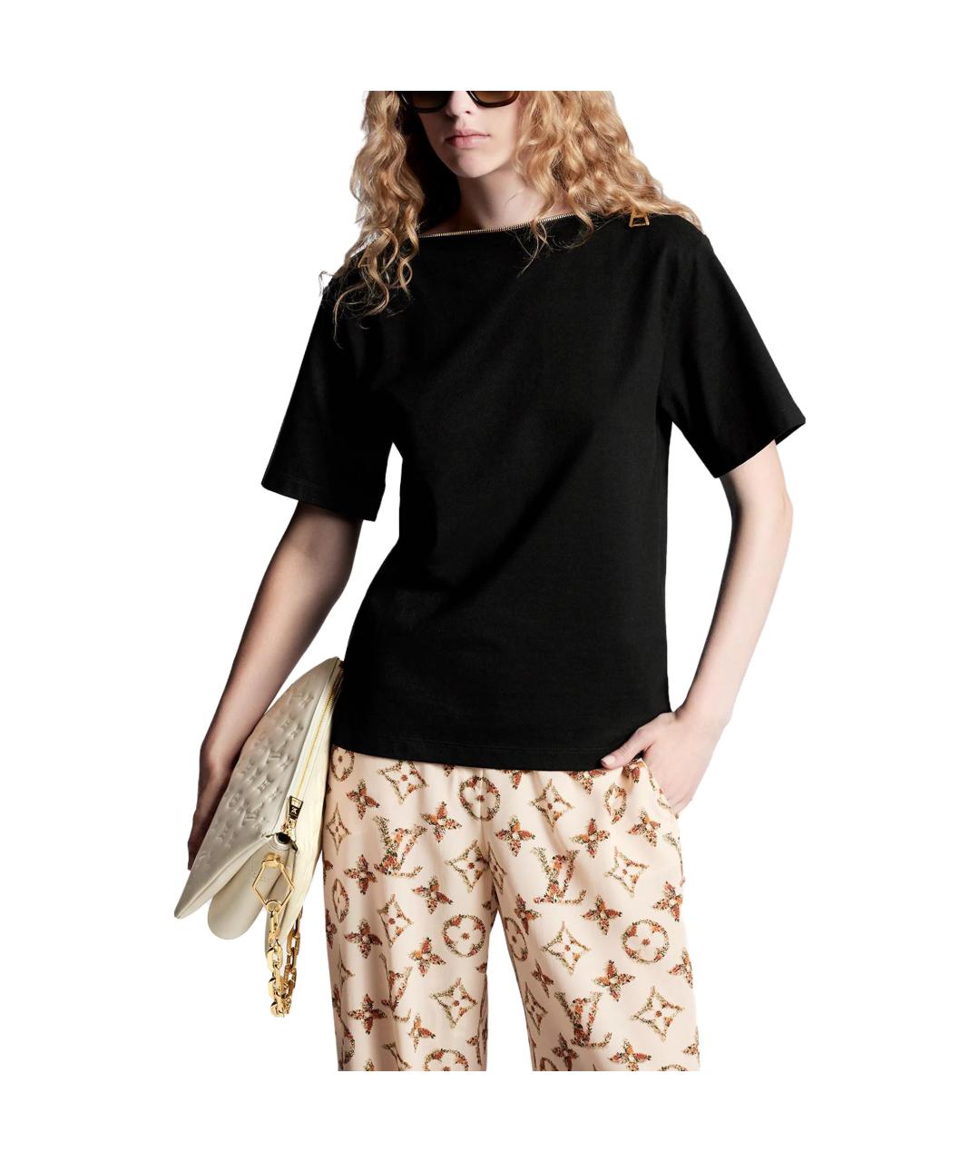 LOUIS VUITTON Черная хлопковая футболка, фото 2