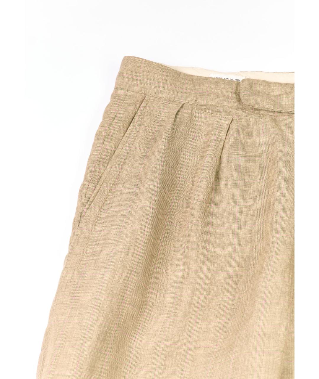 DRIES VAN NOTEN Бежевые льняные классические брюки, фото 4