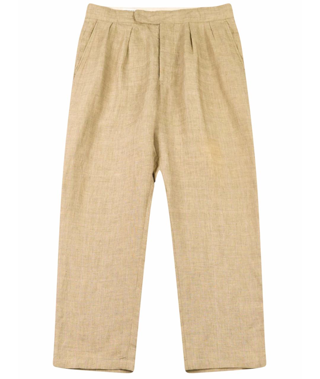 DRIES VAN NOTEN Бежевые льняные классические брюки, фото 1
