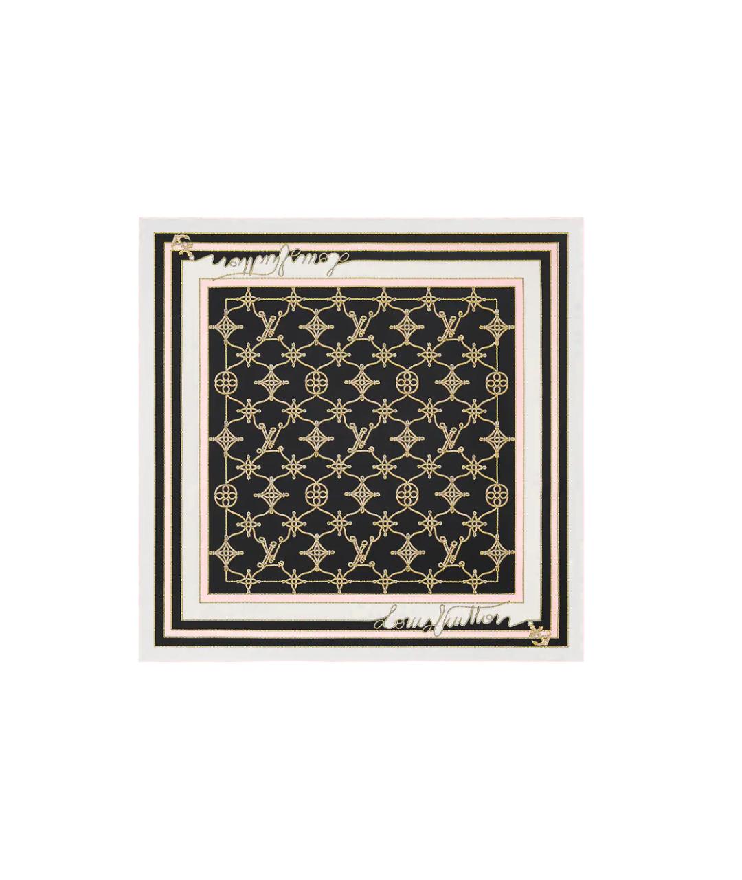 LOUIS VUITTON Черный шелковый шарф, фото 1