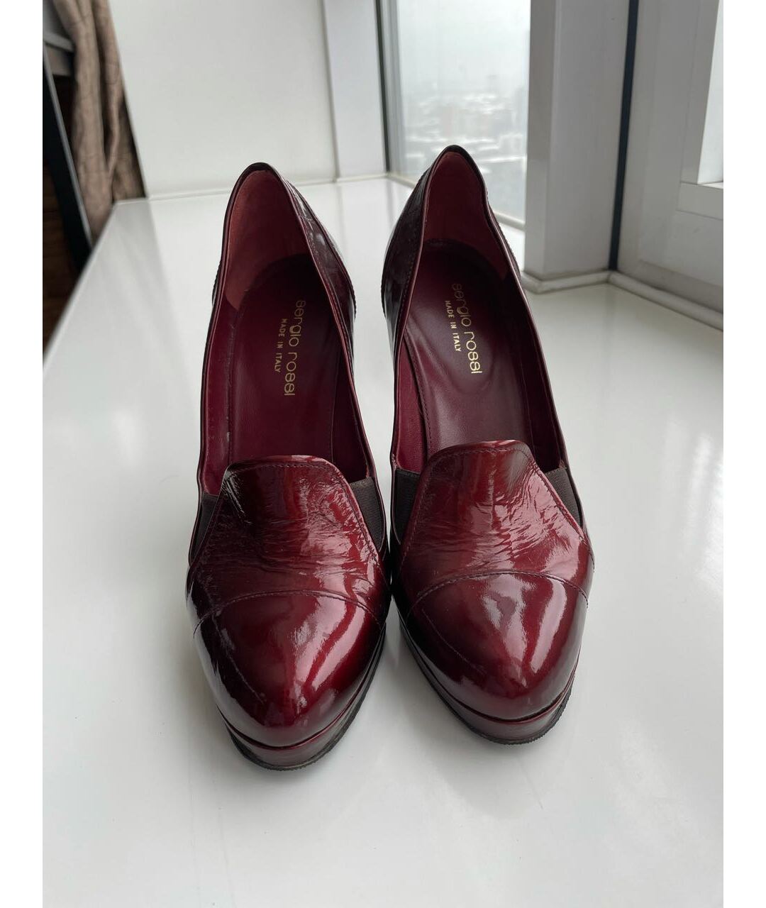 SERGIO ROSSI Бордовые туфли из лакированной кожи, фото 2