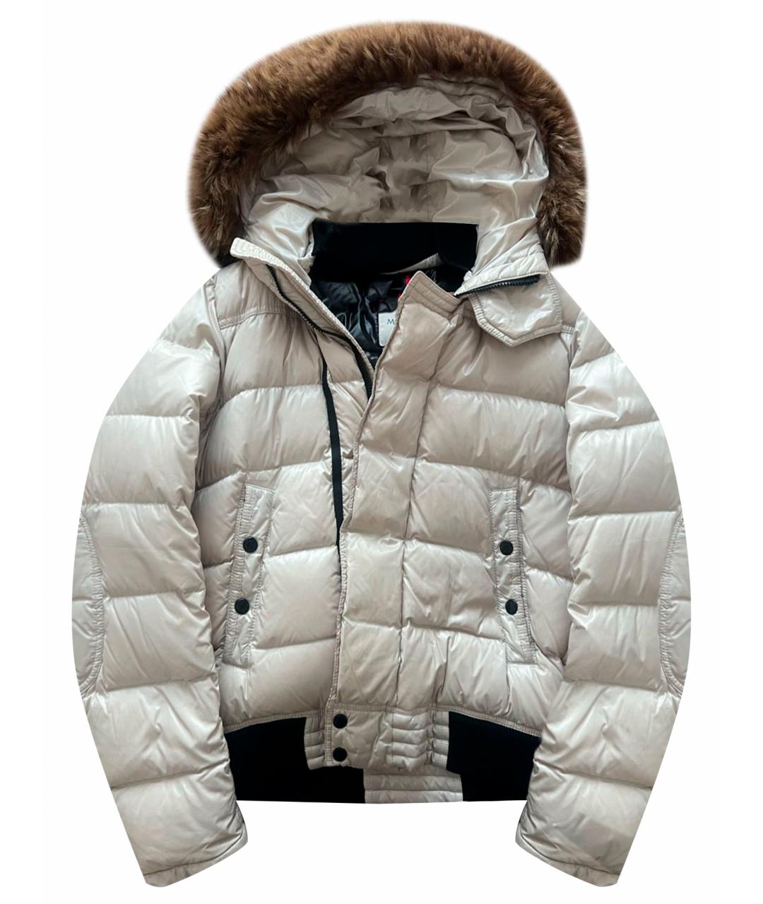MONCLER Бежевый меховой пуховик, фото 1