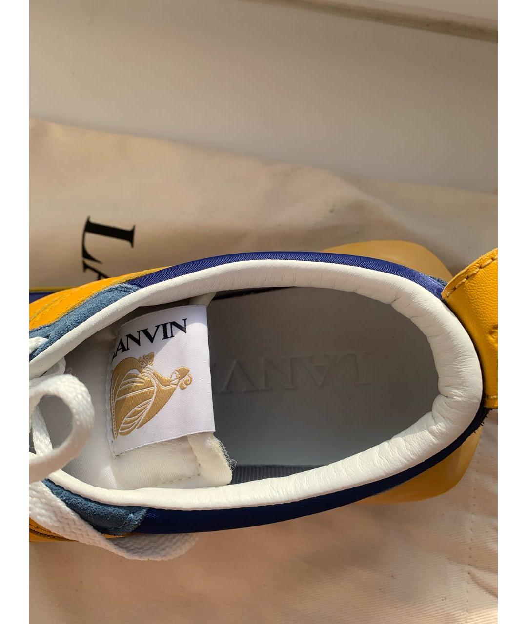 LANVIN Синие кожаные низкие кроссовки / кеды, фото 6