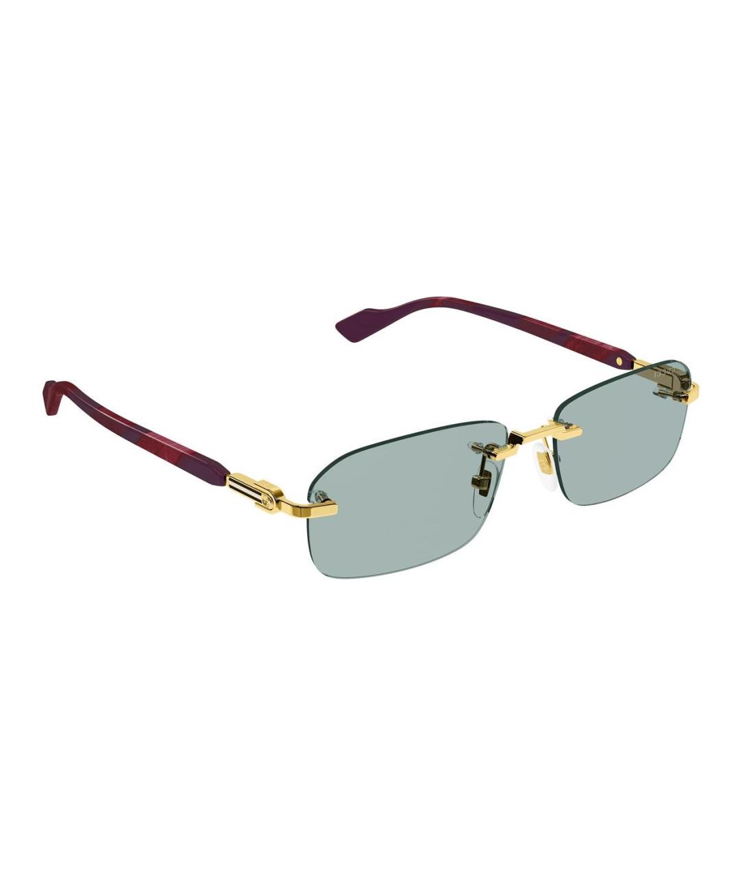 GUCCI Золотые металлические солнцезащитные очки, фото 3