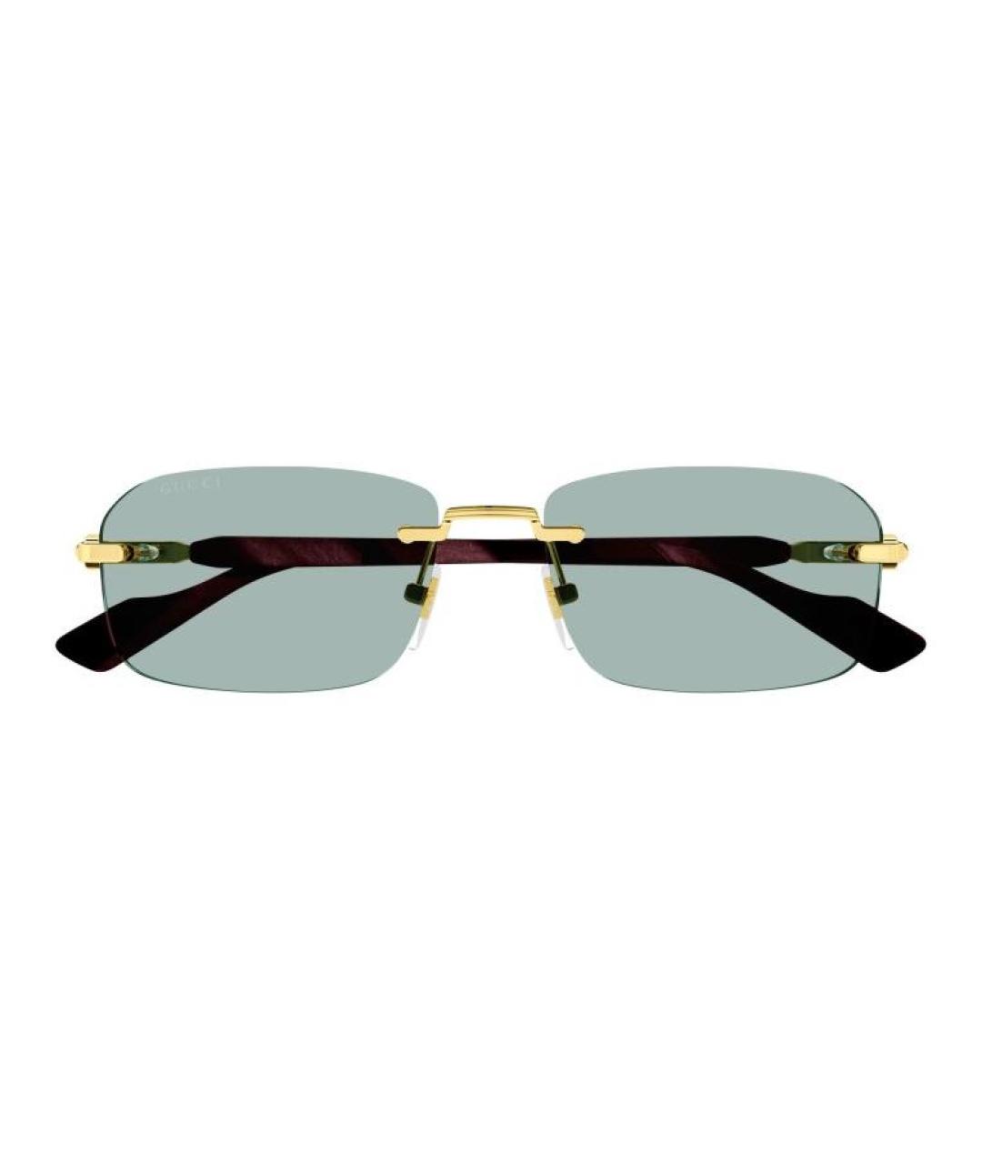 GUCCI Золотые металлические солнцезащитные очки, фото 2