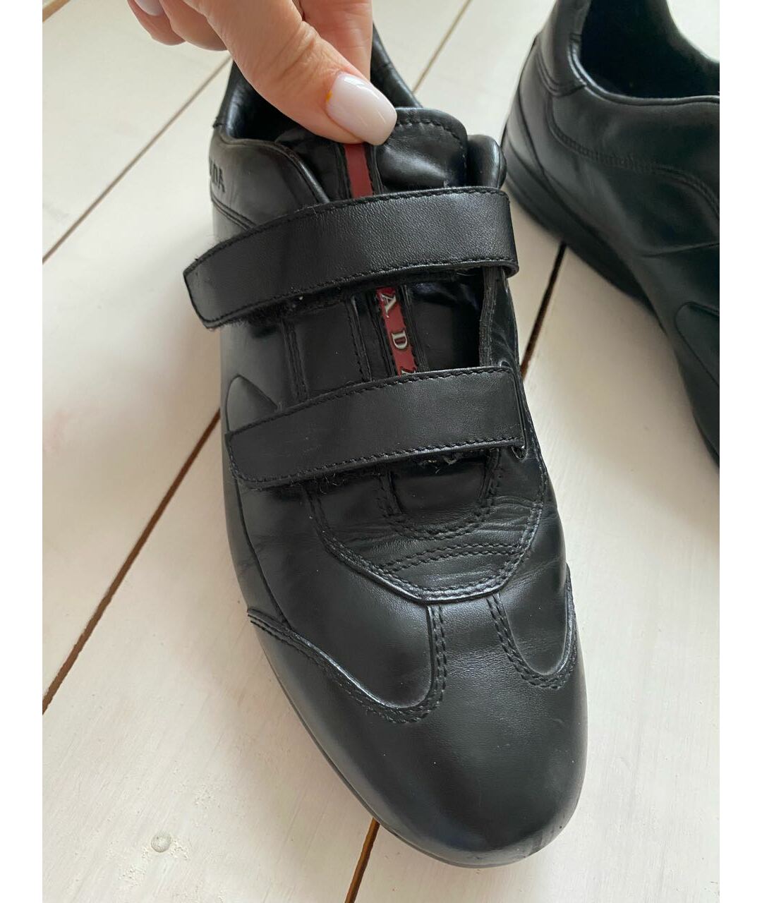 PRADA Черные кожаные кроссовки, фото 7