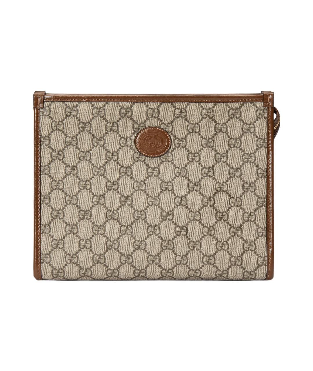 GUCCI Бежевая тканевая папка для документов, фото 1
