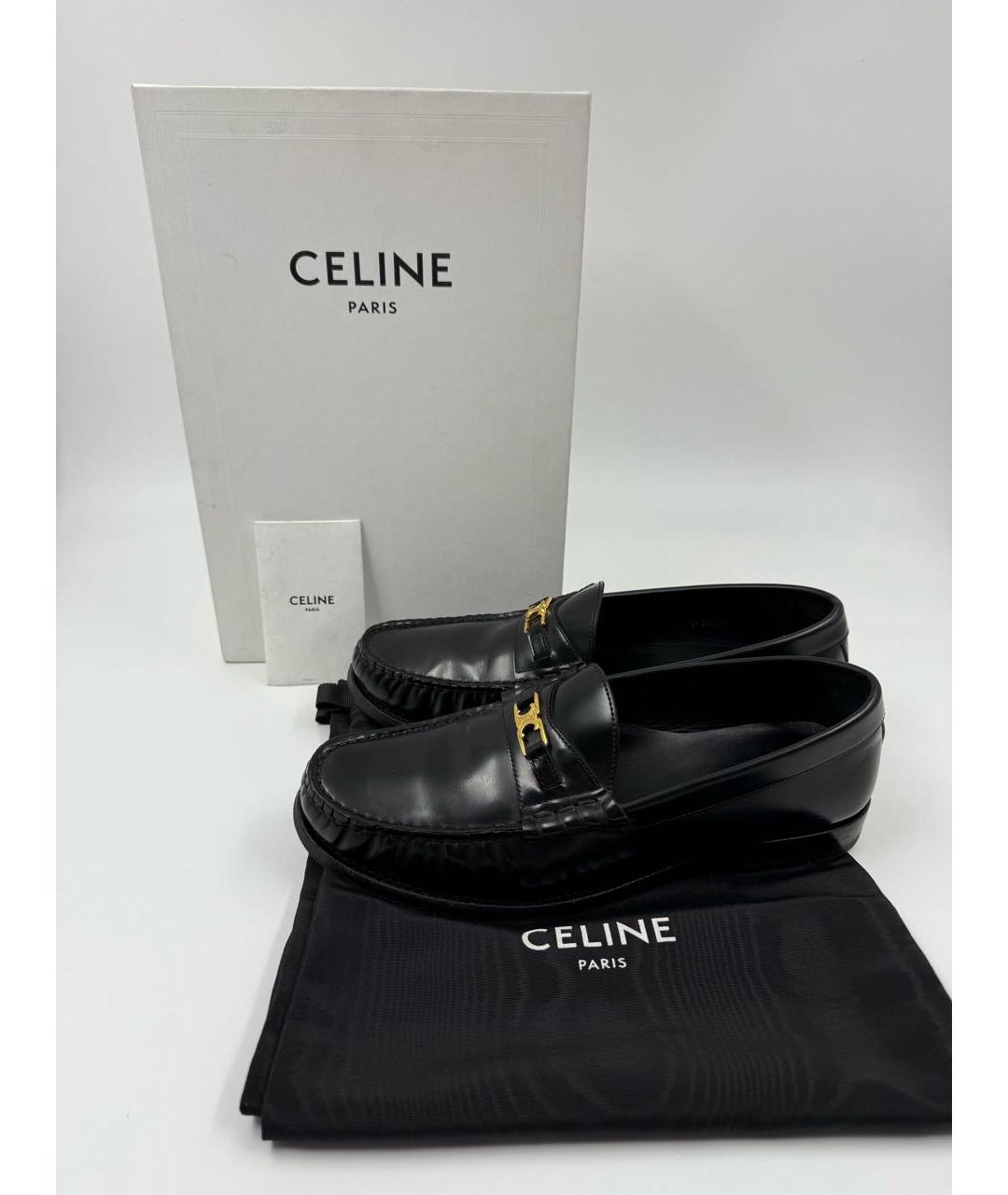 CELINE Черные кожаные мокасины, фото 2