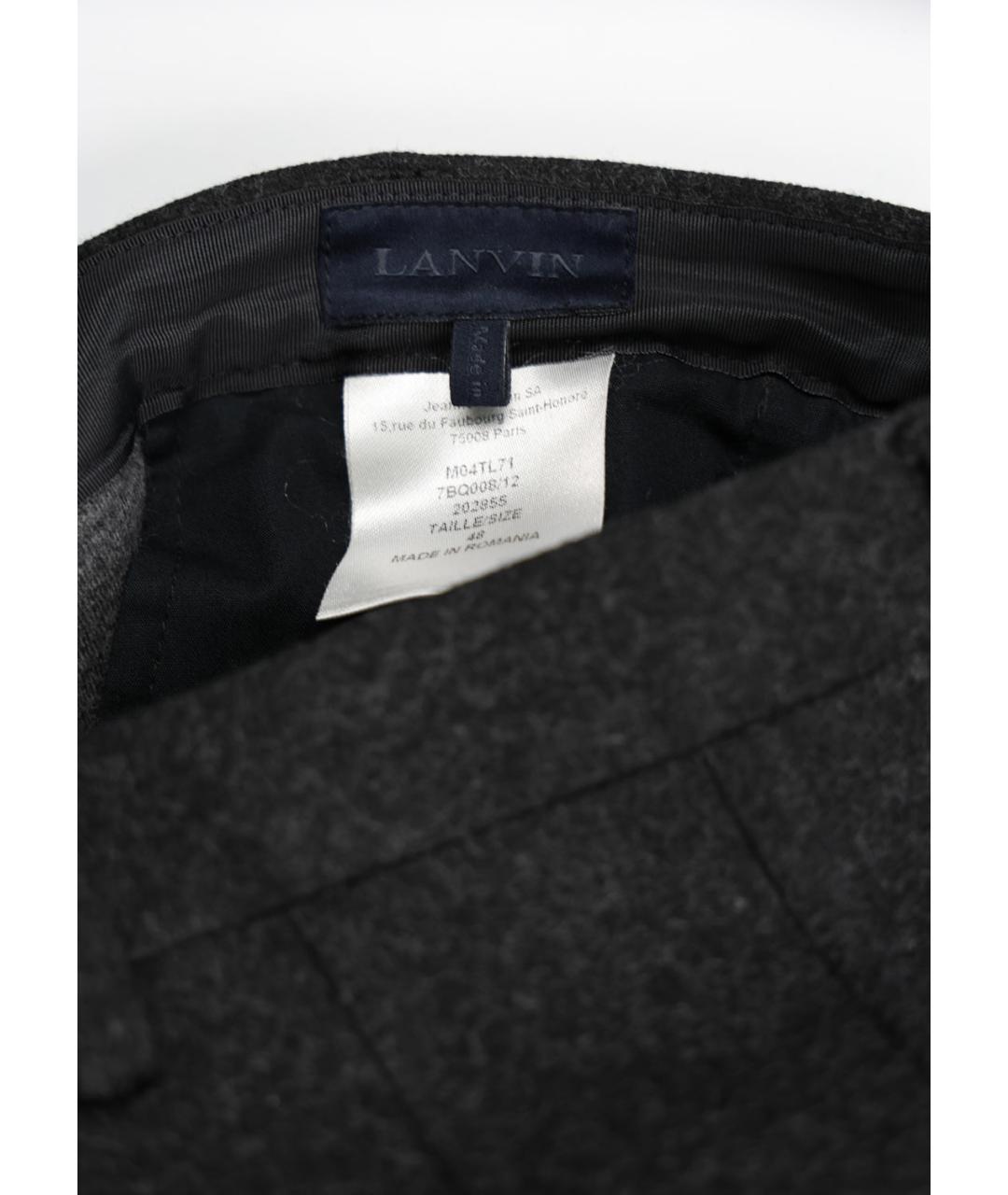 LANVIN Серые шерстяные классические брюки, фото 3