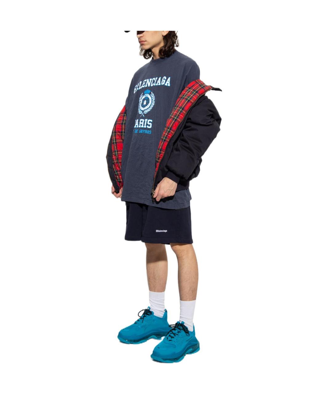BALENCIAGA Темно-синяя футболка, фото 3