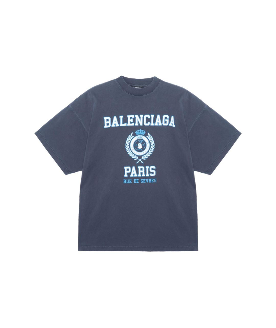 BALENCIAGA Темно-синяя футболка, фото 7