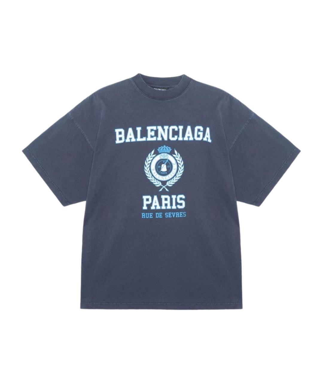 BALENCIAGA Темно-синяя футболка, фото 1