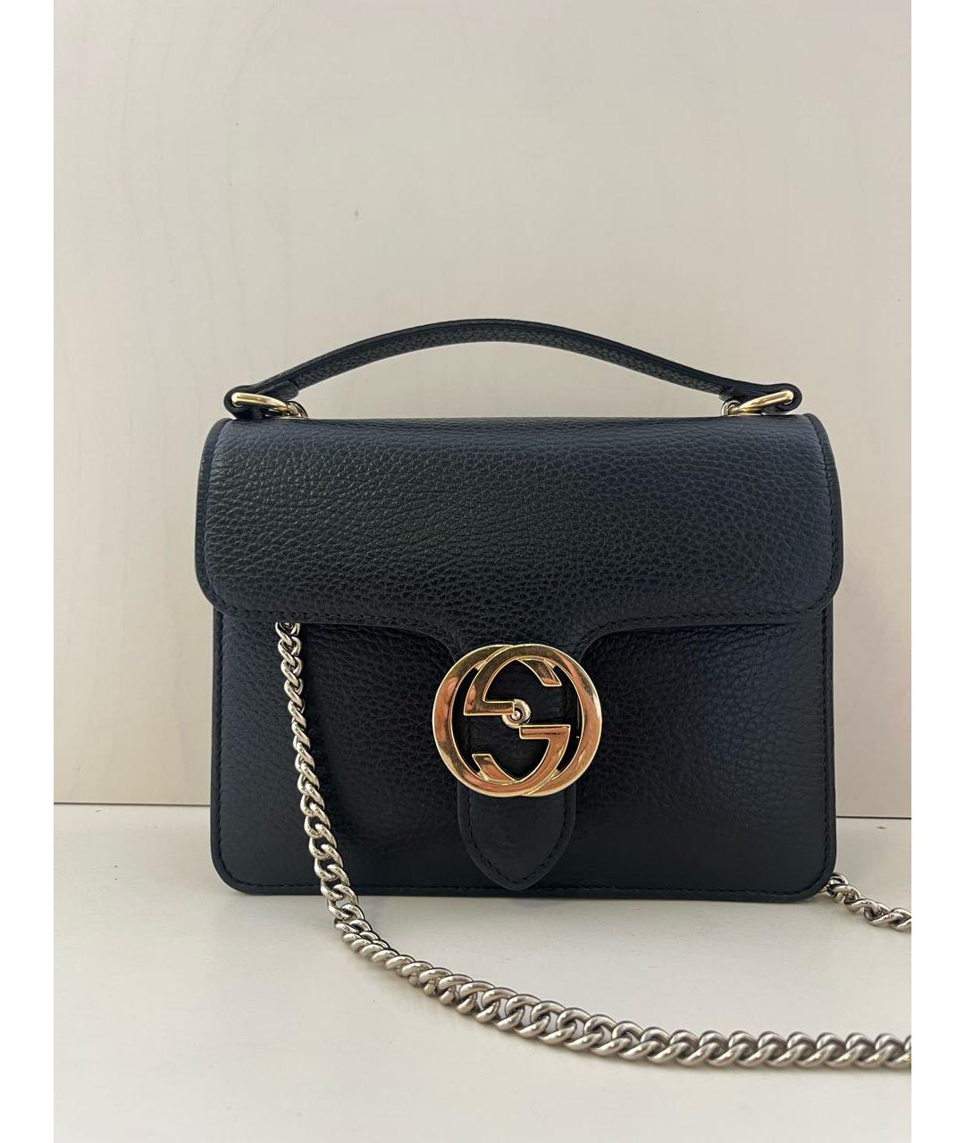 GUCCI Черная кожаная сумка через плечо, фото 8