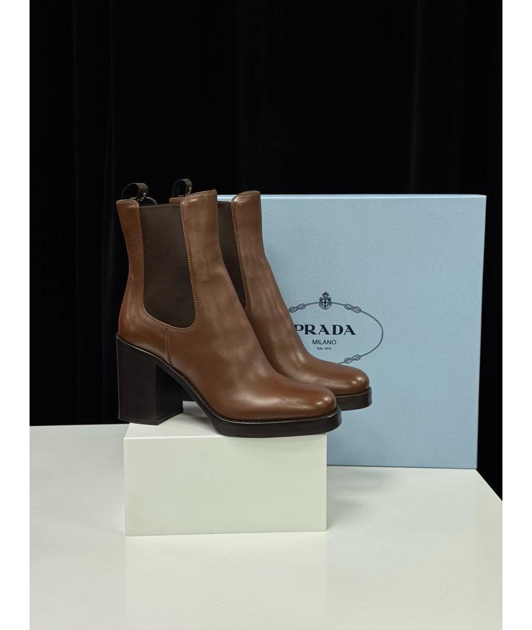 PRADA Коричневые кожаные ботильоны, фото 7
