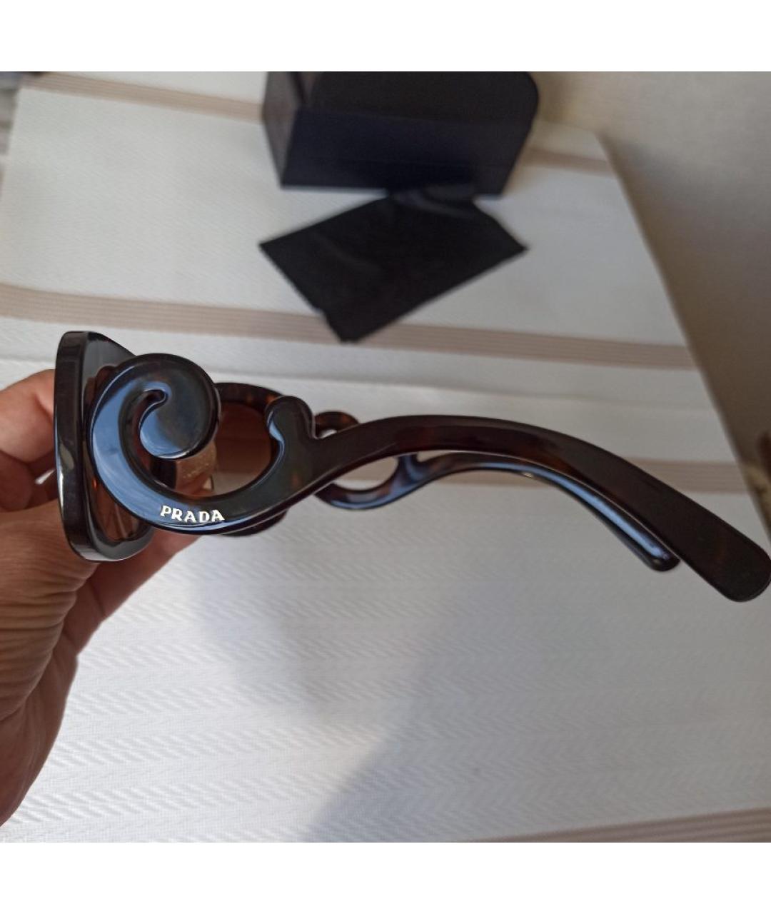 PRADA Коричневые пластиковые солнцезащитные очки, фото 2