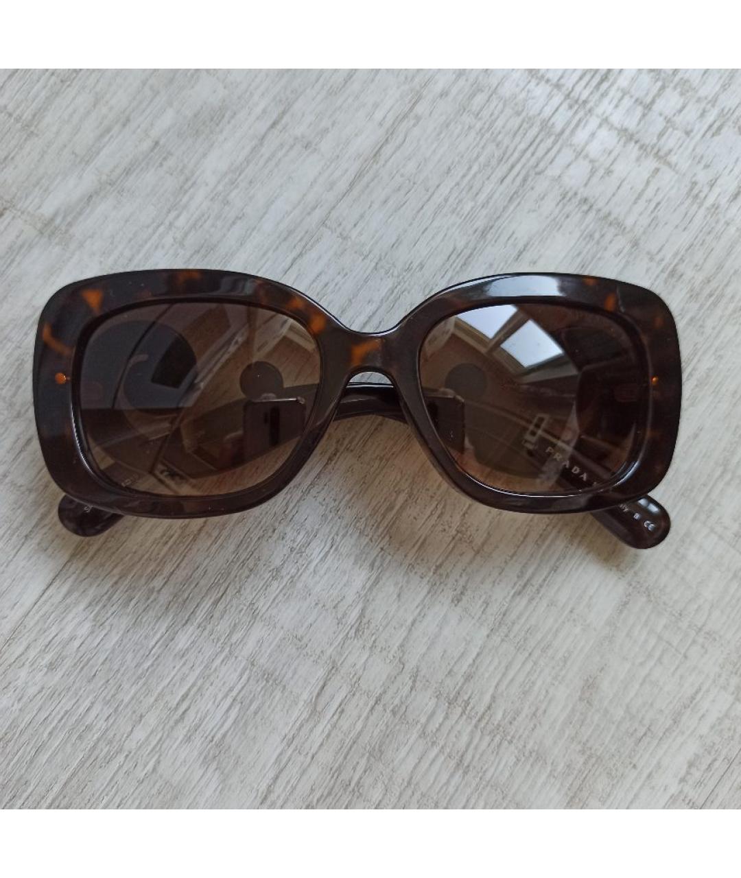 PRADA Коричневые пластиковые солнцезащитные очки, фото 9