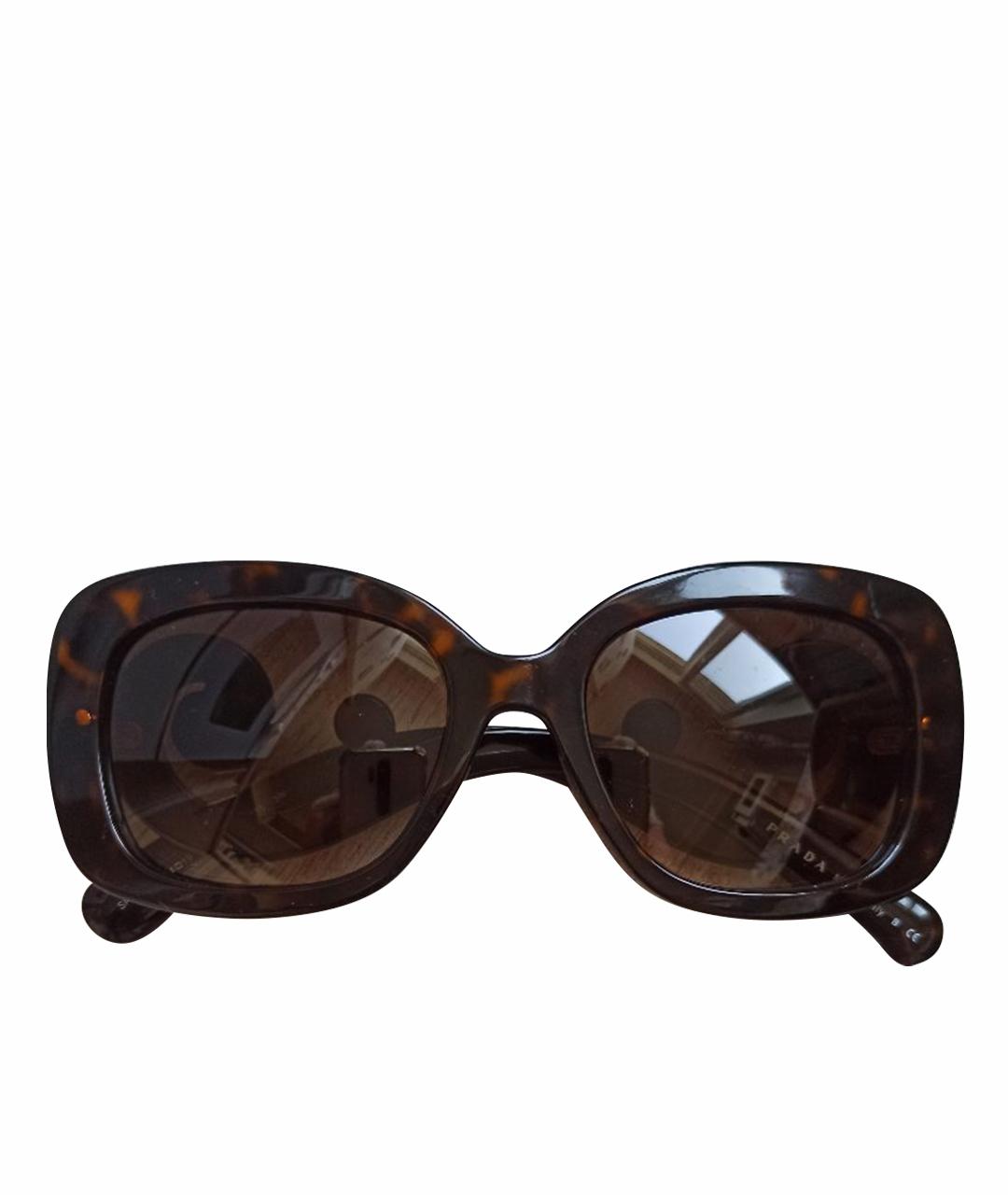PRADA Коричневые пластиковые солнцезащитные очки, фото 1
