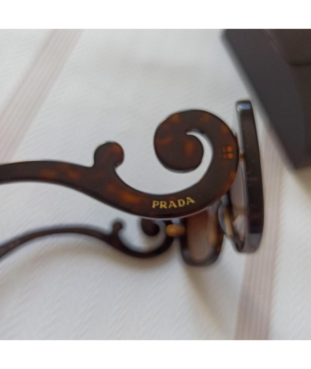 PRADA Коричневые пластиковые солнцезащитные очки, фото 3