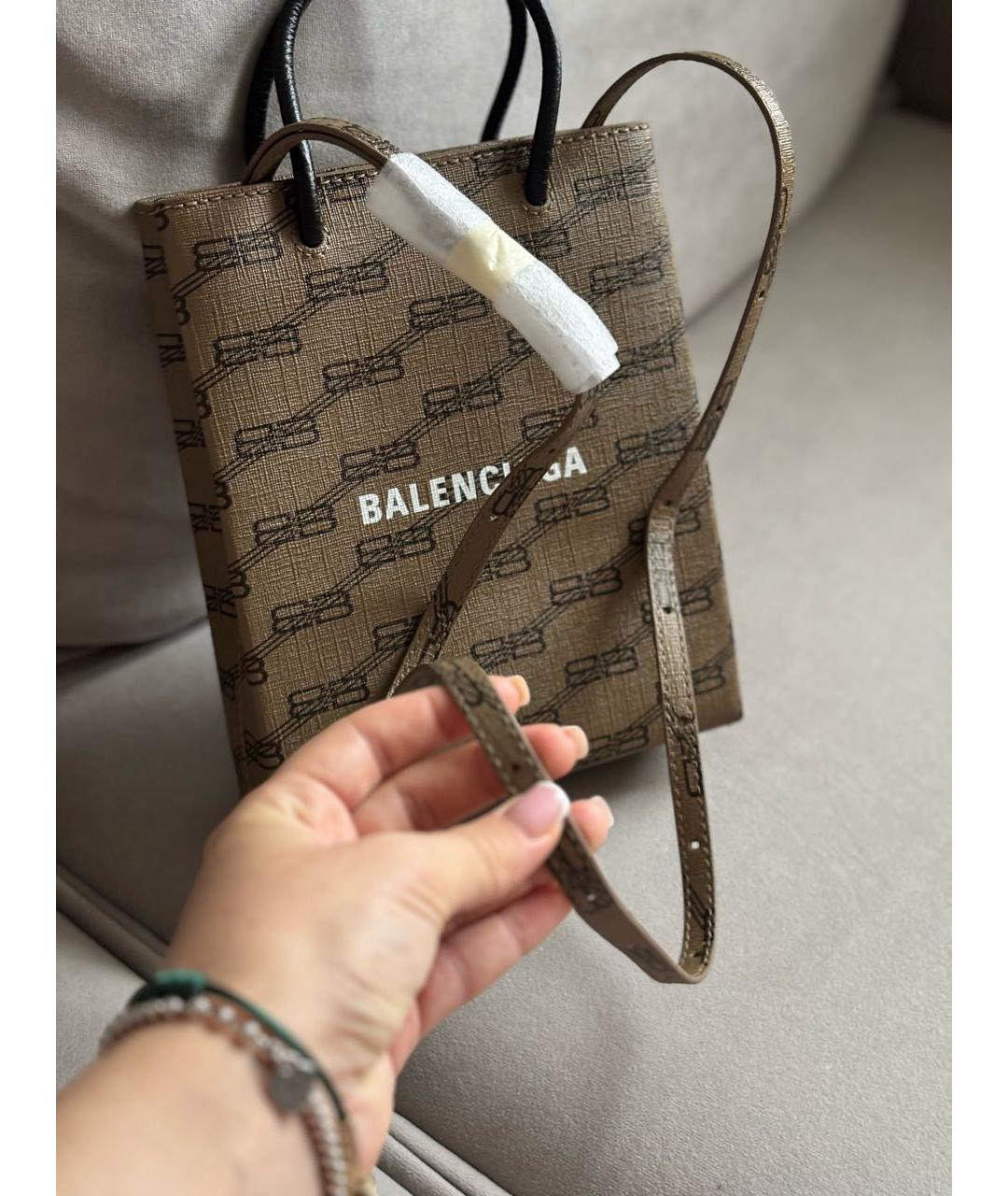 BALENCIAGA Коричневая сумка через плечо из искусственной кожи, фото 4