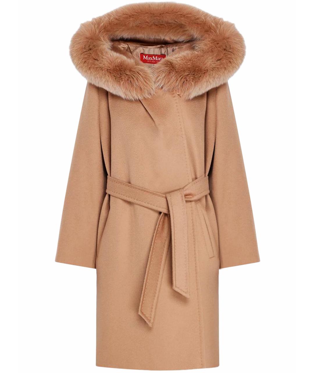 MAX MARA STUDIO Коричневое шерстяное пальто, фото 1