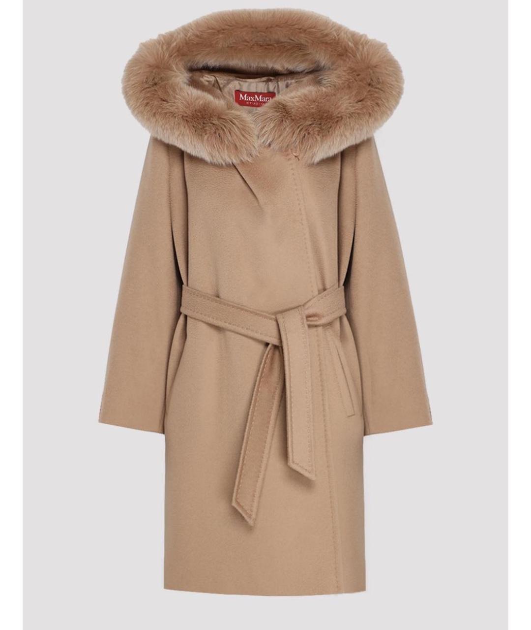 MAX MARA STUDIO Коричневое шерстяное пальто, фото 5