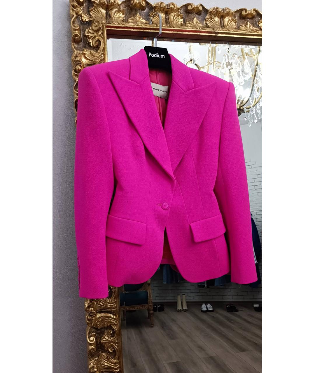 ALEXANDRE VAUTHIER Розовый шерстяной костюм с брюками, фото 5