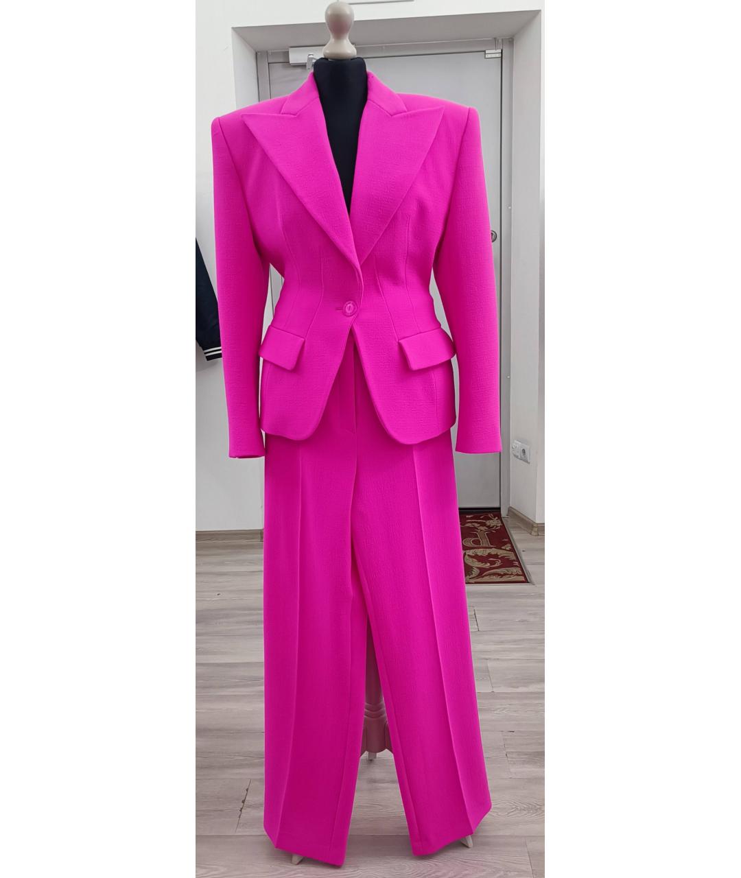 ALEXANDRE VAUTHIER Розовый шерстяной костюм с брюками, фото 3