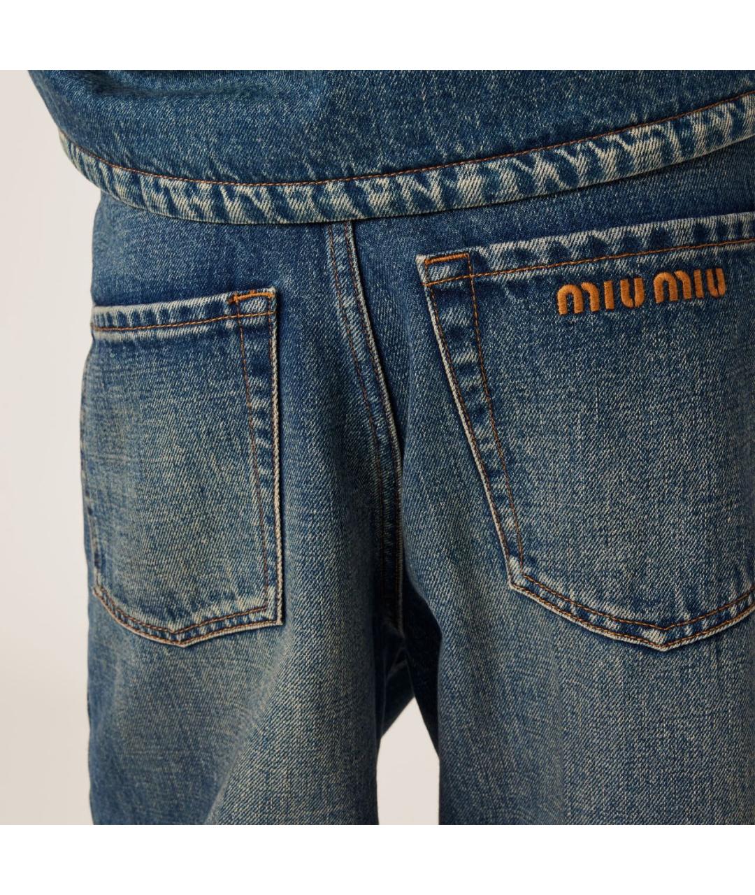 MIU MIU Темно-синие хлопковые прямые джинсы, фото 5