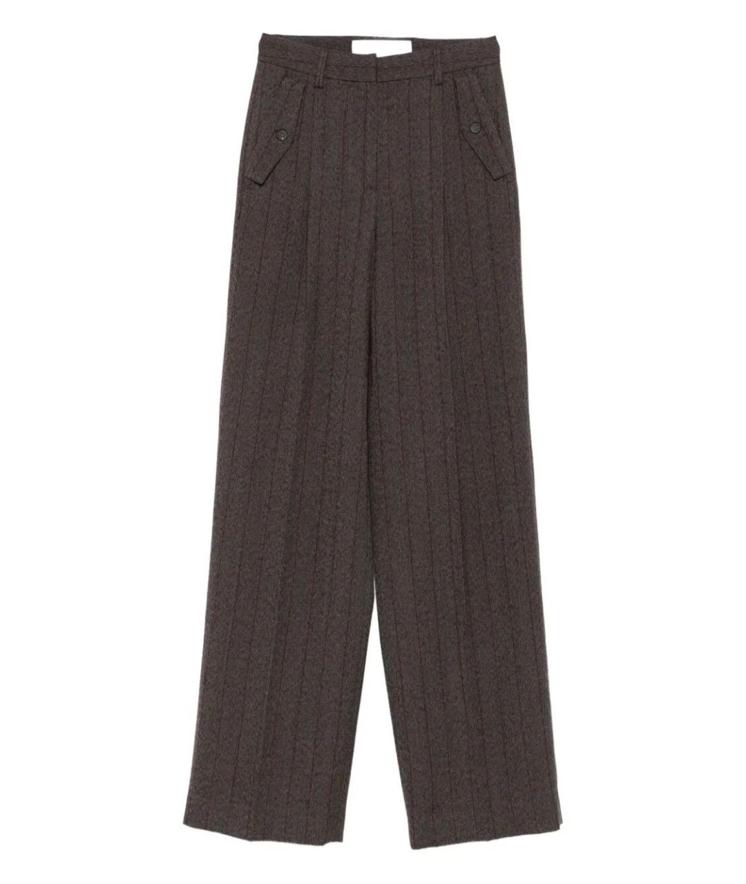 GOLDEN GOOSE DELUXE BRAND Коричневые шерстяные брюки широкие, фото 1