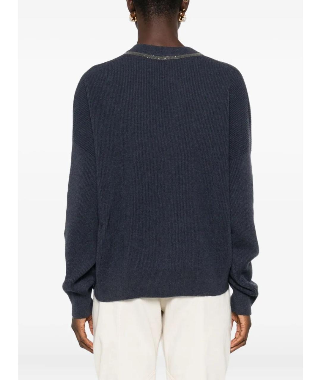 BRUNELLO CUCINELLI Синий кашемировый джемпер / свитер, фото 4