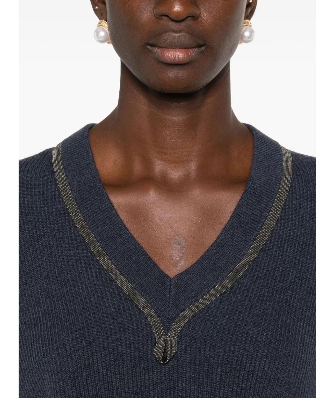 BRUNELLO CUCINELLI Синий кашемировый джемпер / свитер, фото 3