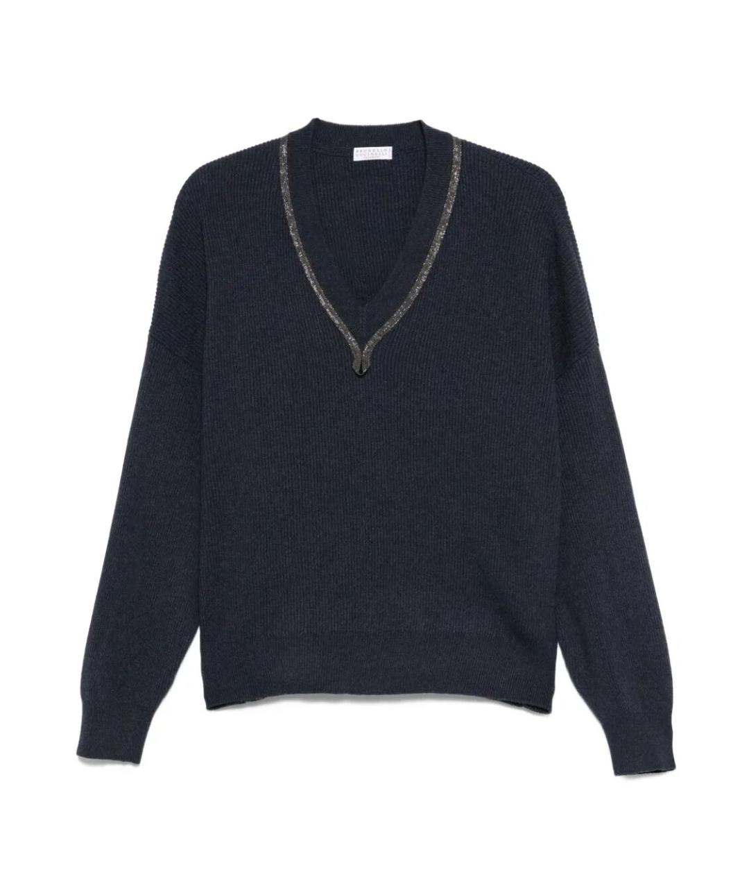 BRUNELLO CUCINELLI Синий кашемировый джемпер / свитер, фото 1